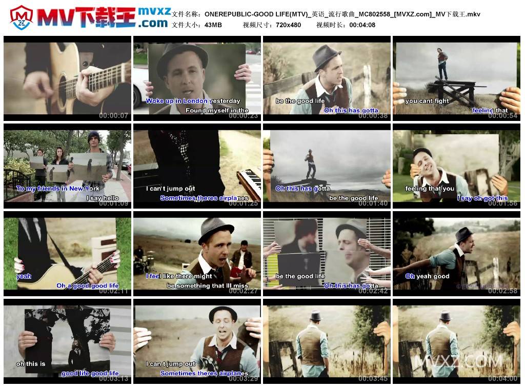 ONEREPUBLIC-GOOD LIFE(MTV)_英语_流行歌曲_MC802558